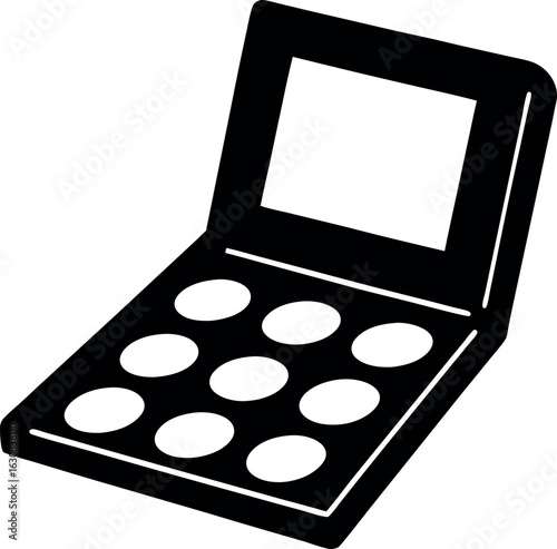  Black Silhouette Cosmetic Palette Icon on White Background