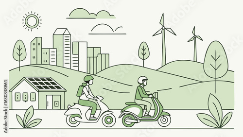 EcoFriendly Transportation in a Sustainable Cityscape.