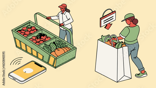 Online Grocery Delivery Fresh Produce and Order Confirmation.