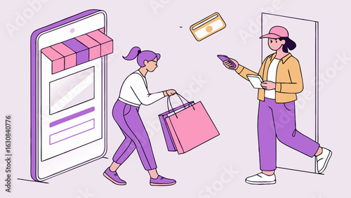 Online Shopping Transaction with Mobile Payment.