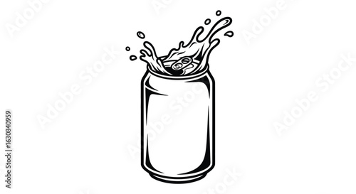 Illustration of a Splashing Beverage Can