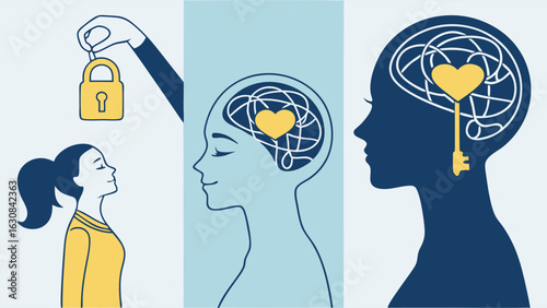 Unlocking Inner Peace A Visual Representation of Emotional Wellbeing.