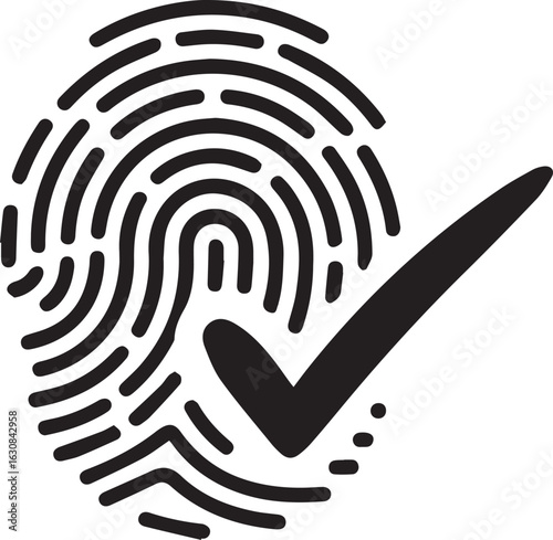 Secure fingerprint scan approved for digital access identity verification, a vector graphic symbolizing trust, security and modern authentication methods