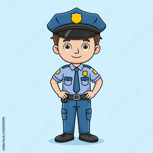 Cute cartoon police officer character illustration