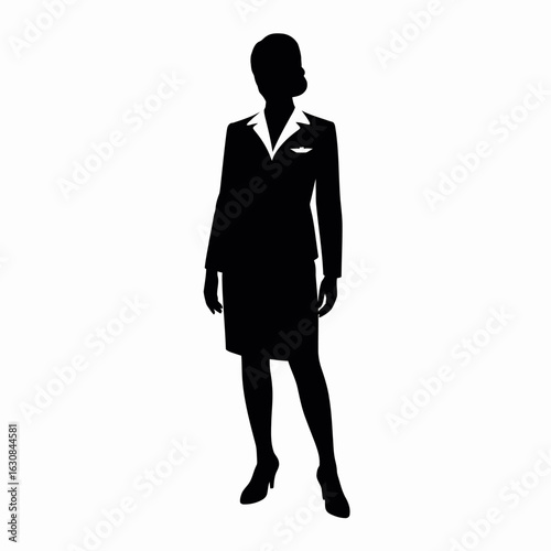 Silhouette of a Female Flight Attendant in Uniform