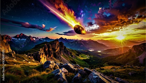 A meteor falls to Earth which causes an explosion and forms a crater 9