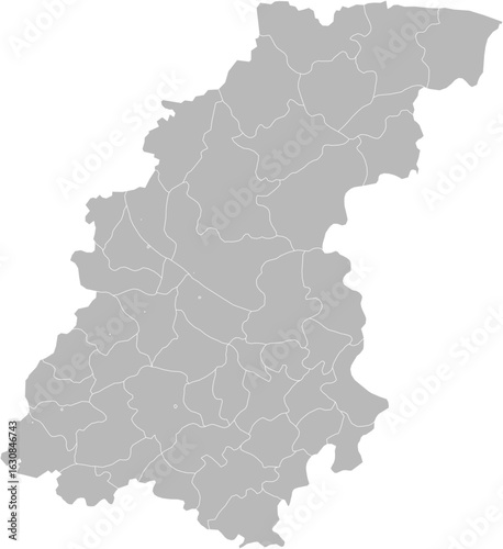 Nizhny Novgorod Oblast, Russia – administrative vector map with district boundaries (Web Mercator projection, PPT-compatible & fully editable)