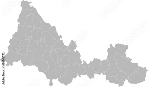 Orenburg Oblast, Russia – administrative vector map with district boundaries (Web Mercator projection, PPT-compatible & fully editable)