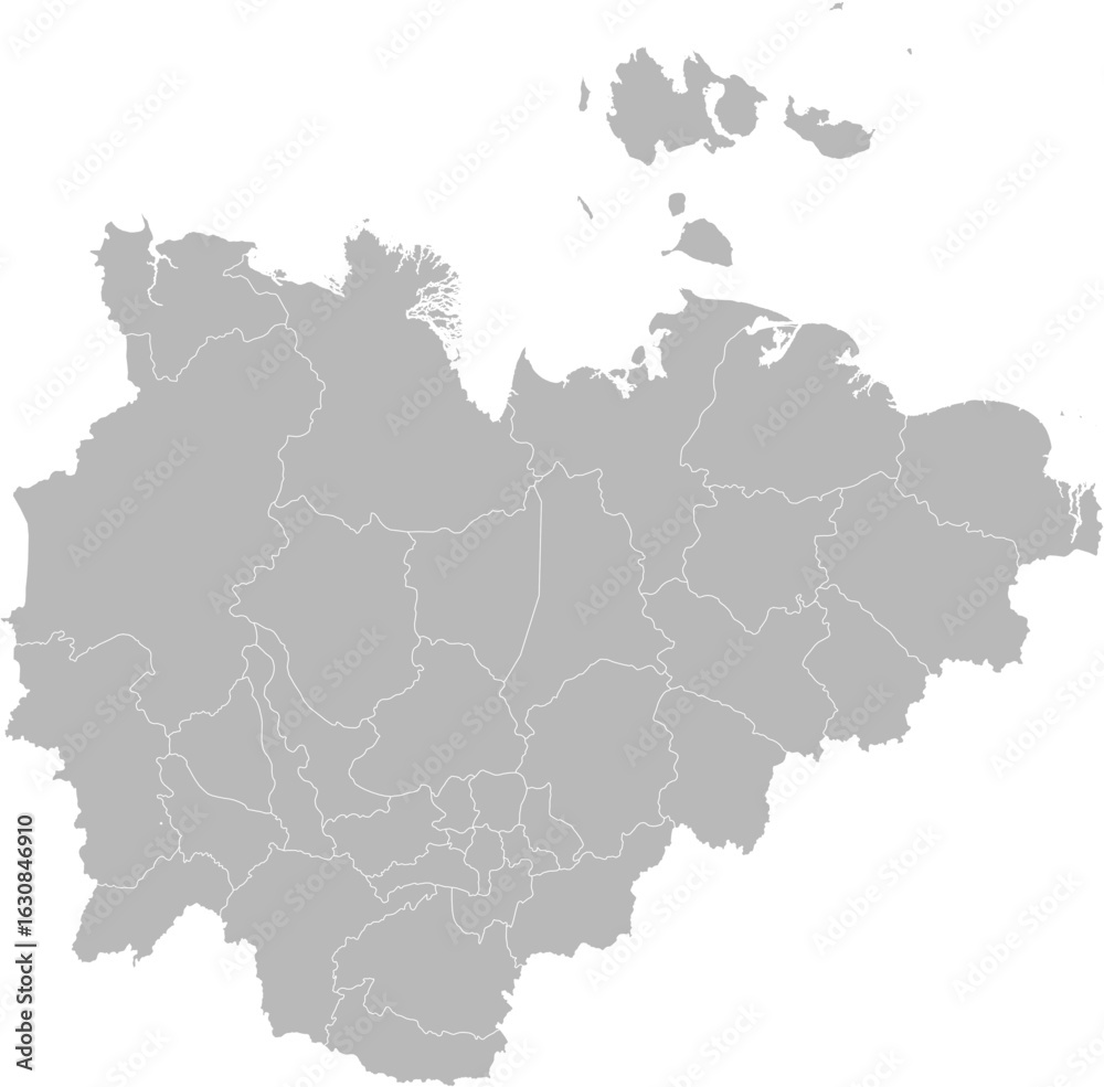 Obraz premium Sakha Republic, Russia – administrative vector map with district boundaries (Web Mercator projection, PPT-compatible & fully editable)