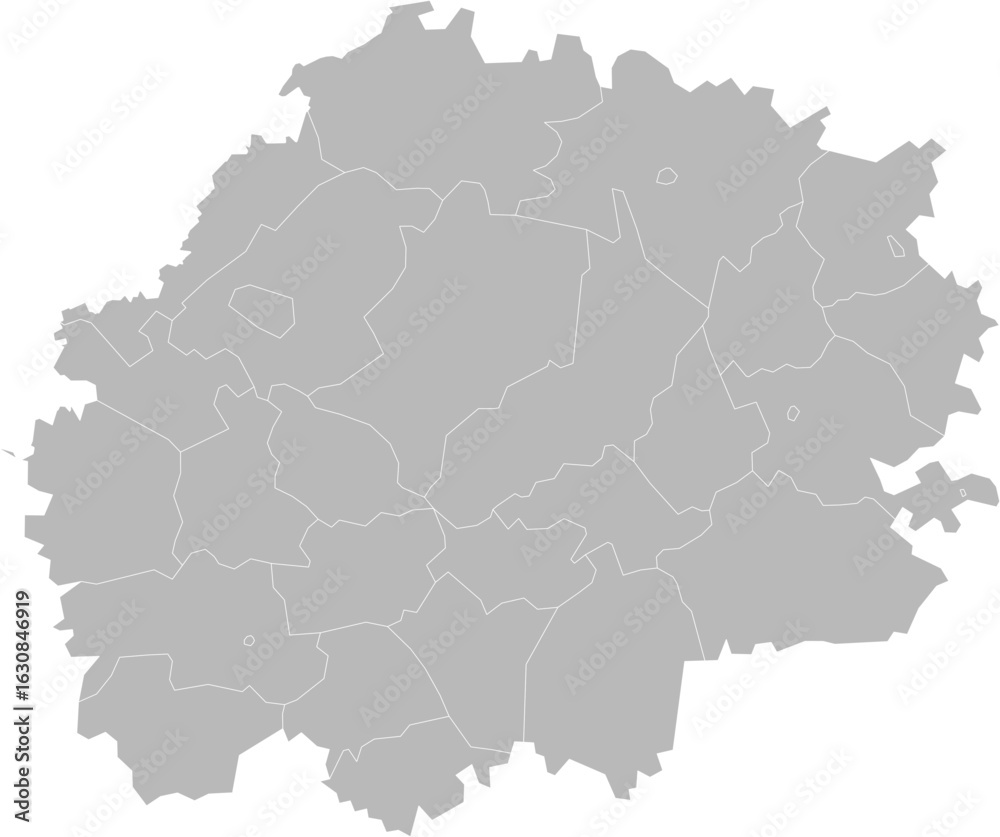 Fototapeta premium Ryazan Oblast, Russia – administrative vector map with district boundaries (Web Mercator projection, PPT-compatible & fully editable)
