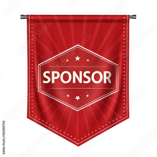 Red sponsor banner pennant graphic