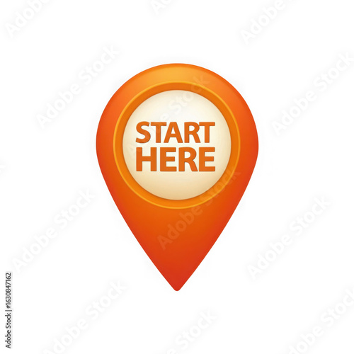 Start here location pin icon graphic