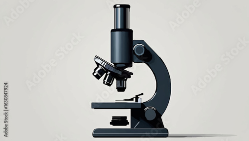 Microscope illustration for scientific research on white background

