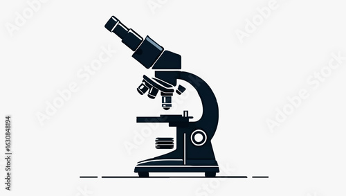 Microscope illustration for scientific research on white background

