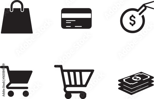 Shopping icons finance business commerce payment online purchase money