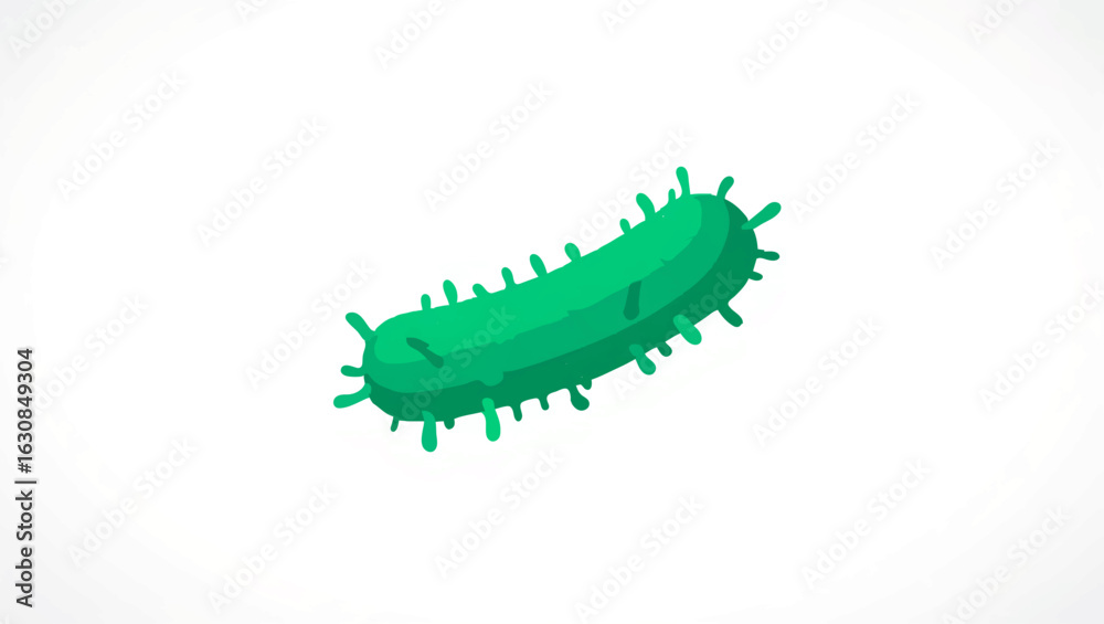 Naklejka premium Green Bacteria Cell Floating as a Microscopic Organism Illustration