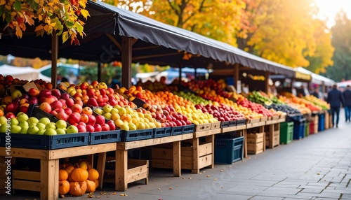 Autumn Farmers Market Fresh Produce, Seasonal Fruits & Vegetables