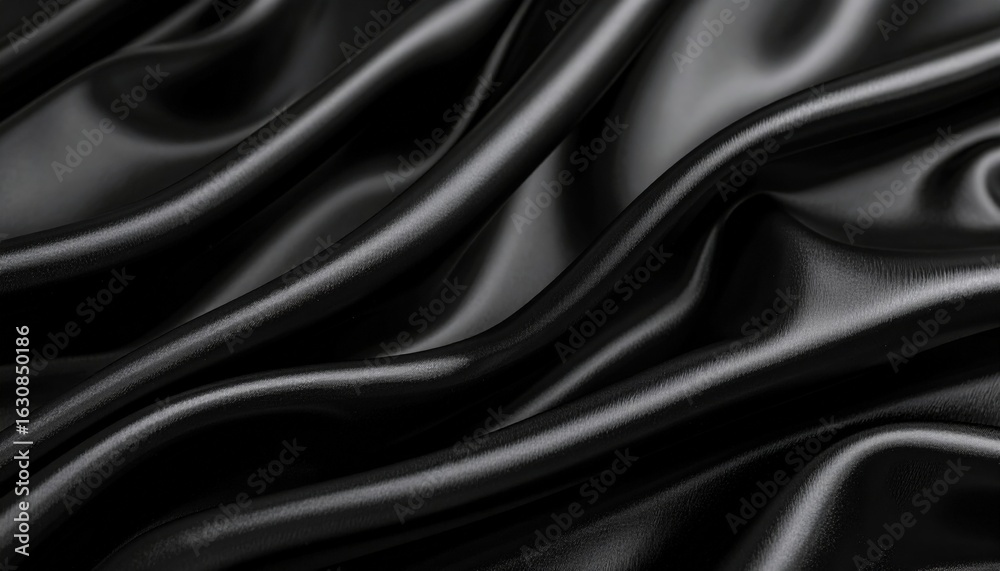 Obraz premium Closeup View Of Black Satin Fabric Drape
