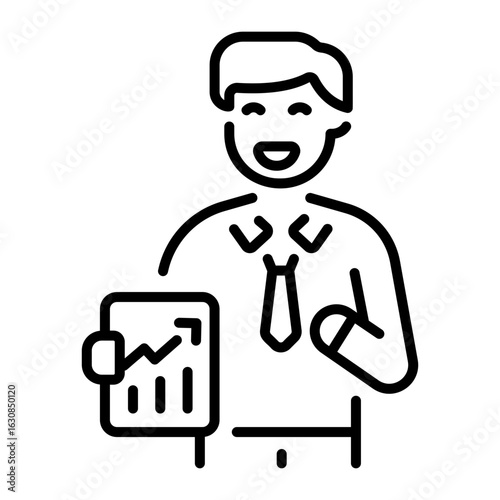 A linear icon showing a statistical report 