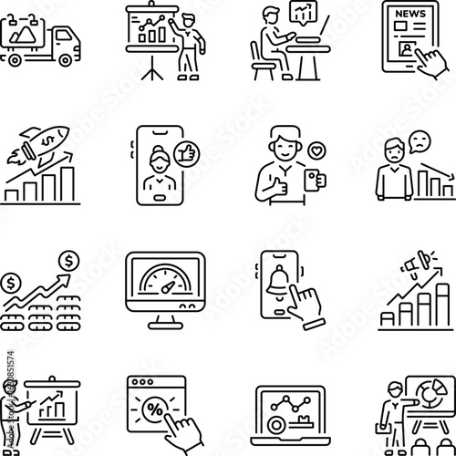 Bundle of Linear Style Marketing Strategy Icons 

