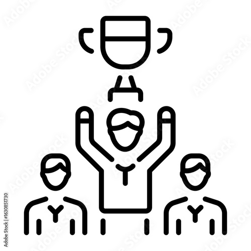 A linear style icon representing team victory