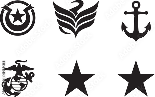 Military icons badge set for patriotic designs and decorations