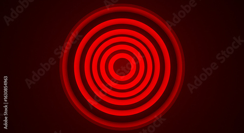 Abstract Red Glowing Concentric Circles on Dark Background
