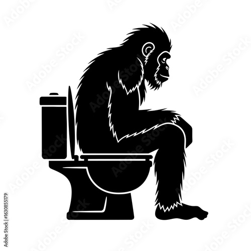 Silhouetted Yetilike Creature Seated on Toilet