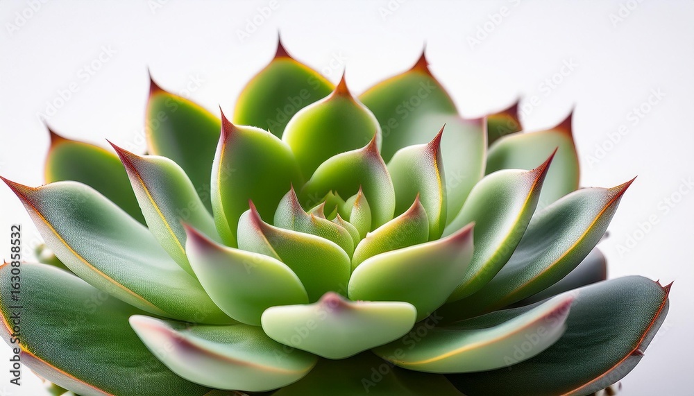Fototapeta premium Succulent close-up green rosette with red tips