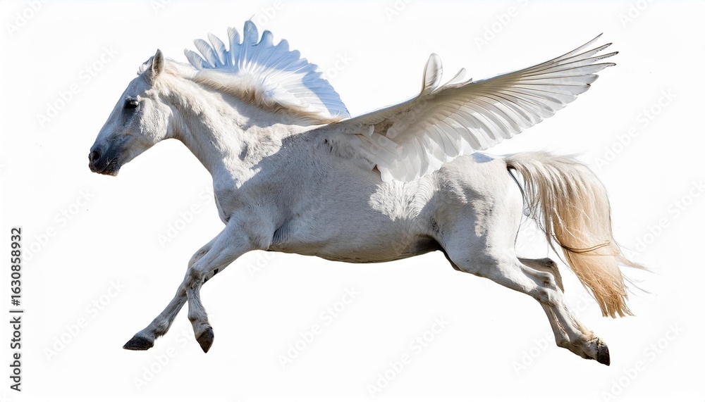Fototapeta premium White horse in flight with wings