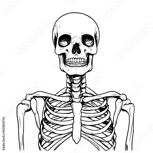 Frontal Human Skeleton Anatomical Illustration