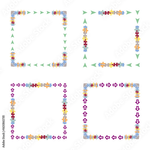 Frame border icon. Subtle dotted symbol. Green outline design. Vector frame illustration.