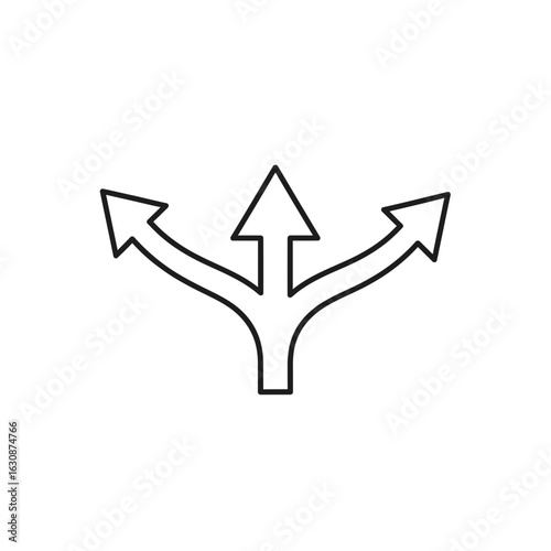 Decision-making concept with three arrows branching out, representing choices, options, and future pathways for business and strategy