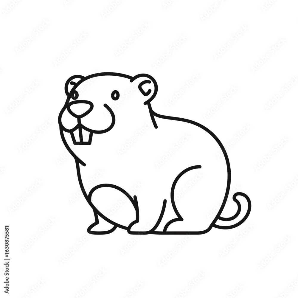 Fototapeta premium Playful groundhog illustration perfect for children's books, educational materials, or branding projects, featuring a cute, friendly design