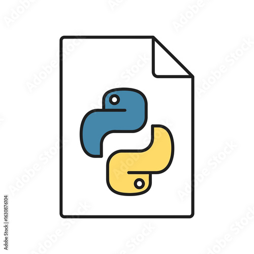 A digital illustration of a document with a Python programming language logo.