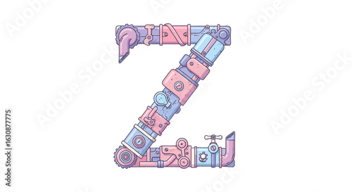 Letters of the alphabet steampunk letter z illustration vector design mechanical alphabet font type typography graphic design element vector