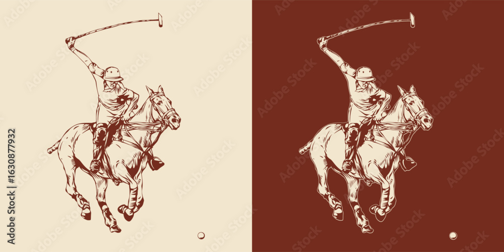 Obraz premium Equestrian Polo Sport Vector Illustration