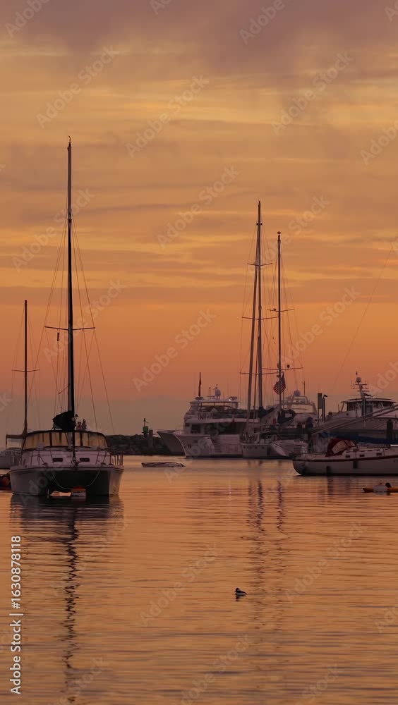 Stunning Sunset Over Serene Marina with Sailboats and Yachts on Vancouver Island Stunning Sunset Over Serene Marina with Sailboats and Yachts on Vancouver Island