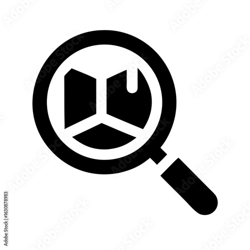 Find package search magnifying glass delivery box shipment tracking order fulfillment logistics icon vector