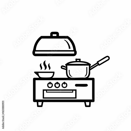 Cooking Stove with Pot and Bowl for Recipe Blogs, Culinary Websites, Kitchen Products, Cooking Tutorials, and Food Preparation Content  