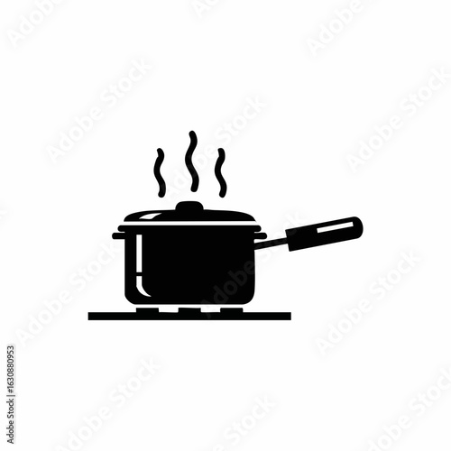 Cooking Pot on Stovetop with Steam for Culinary Blogs, Recipe Websites, Cooking Tips, Kitchen Designs, and Food Education  