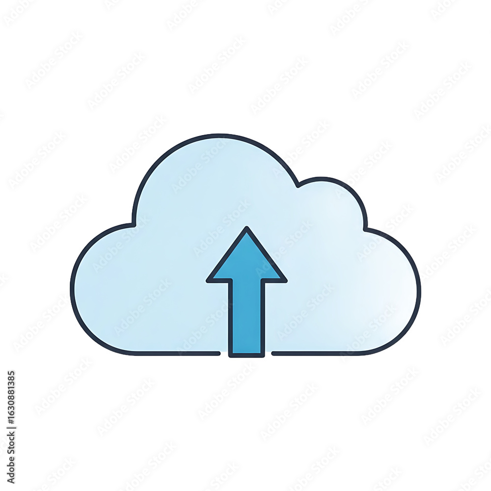 Light blue cloud upload icon with a dark outline and an upward pointing arrow. PNG Transparent Background Light blue cloud upload icon with a dark outline and an upward pointing arrow. PNG Transparent Background
