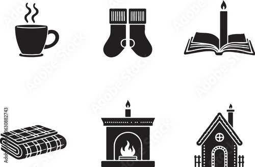 Cozy winter icons create warm, relaxing vibes for home