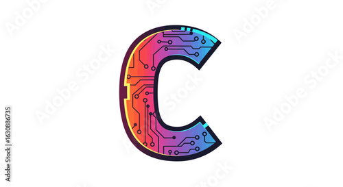 Letters of the alphabet letter c technology circuit board design vector illustration for digital and engineering concepts art vector