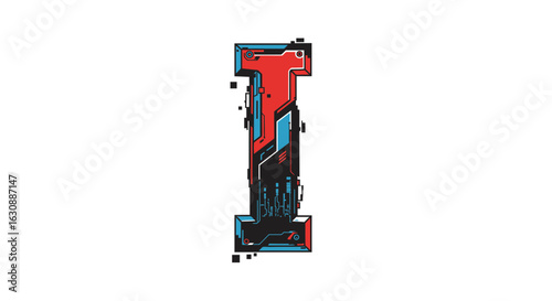 Letters of the alphabet letter i futuristic tech design vector illustration for graphic design and creative projects one hundred char vector