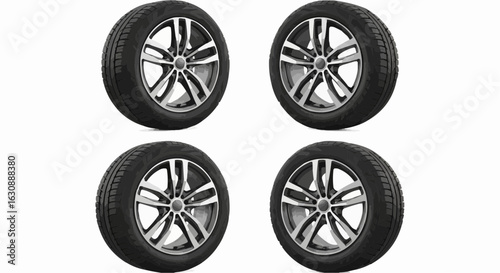 Car wheels different colors stock
