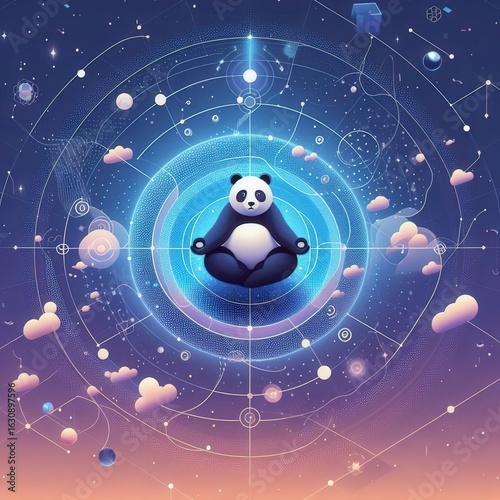 Futuristic digital soccer globe with a radar-like yin yang pattern in space