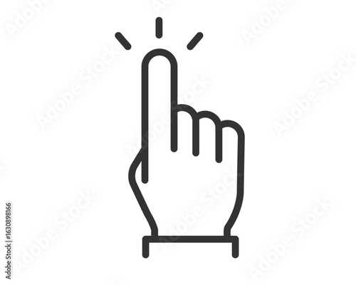 クリックを示す指のアイコン（ 線画・シンプル）| ベクター素材 編集可能 SVG