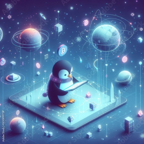 An astronaut's dream of exploring the universe becomes a colorful business illustration of a spaceship flying past stars and a planet on a blue winter night