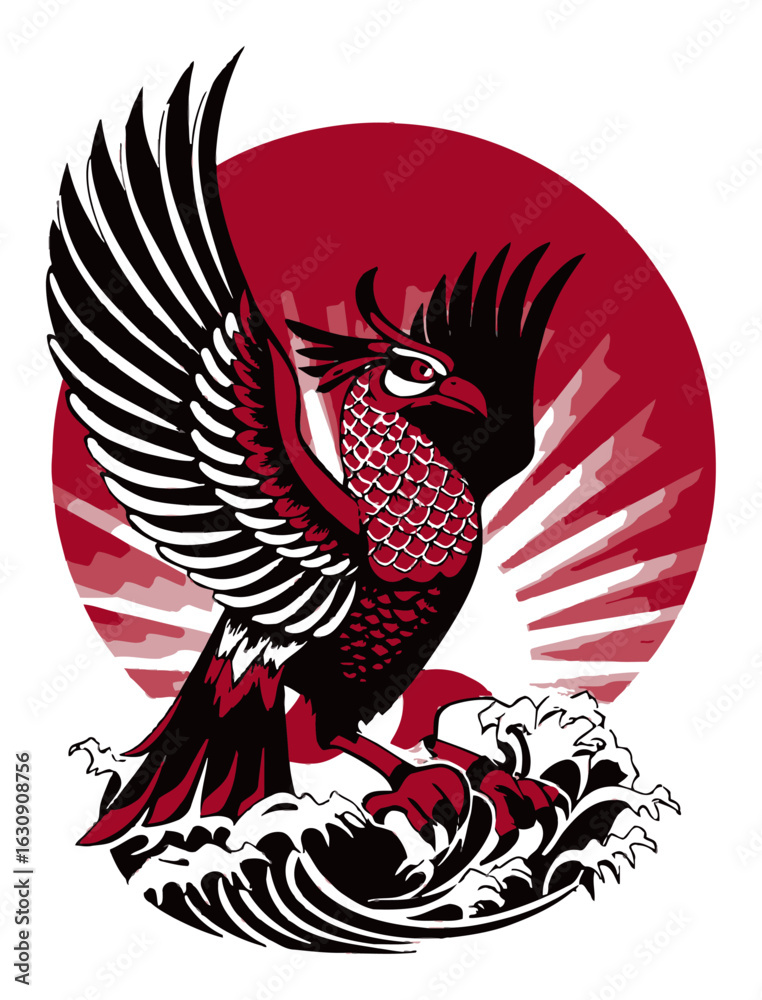 Naklejka premium Bold Abstract Illustration of a Stylized Bird in Dynamic Flight
